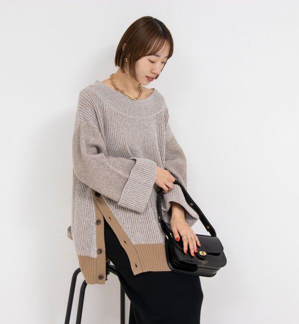 Rie Miller「ロールアップスリーブ両畦プルオーバー」|ニット・セーター|