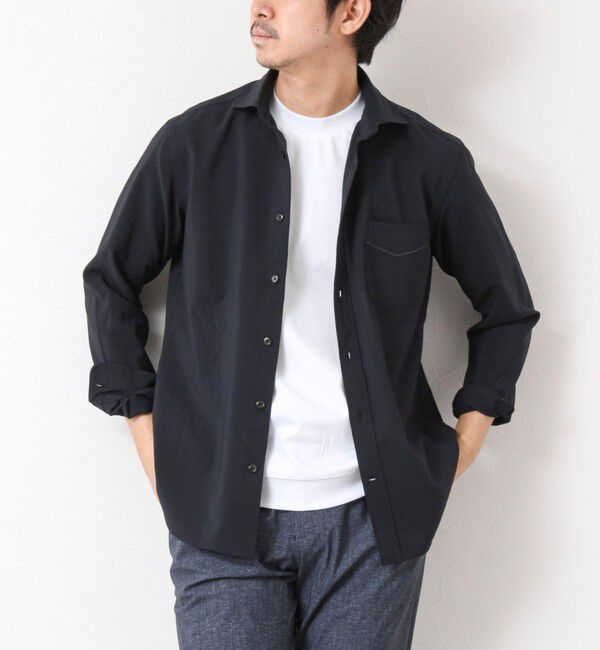 NOLLEY'S goodman「EVALET《防しわ/ストレッチ》カッタウェイシャツ 25SS」|シャツ・ブラウス|ネイビー