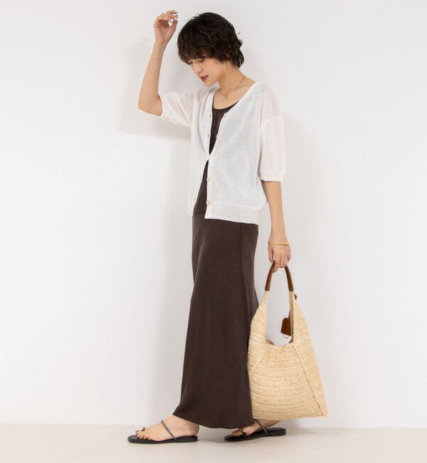 NOLLEY'S「《アンサンブル対応》《手洗い可能》ペーパーヤーン5分袖カーディガン」|カーディガン|