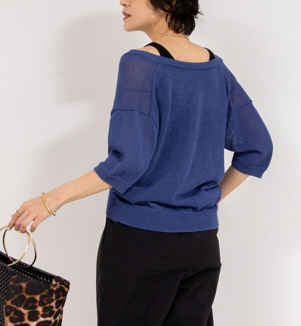 NOLLEY'S「《アンサンブル対応》《手洗い可能》ペーパーヤーン5分袖カーディガン」|カーディガン|