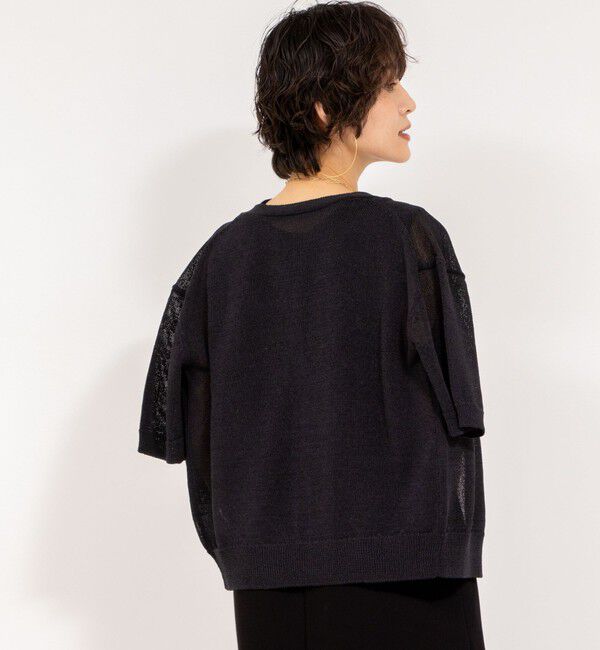 NOLLEY'S「《アンサンブル対応》《手洗い可能》ペーパーヤーン5分袖カーディガン」|カーディガン|