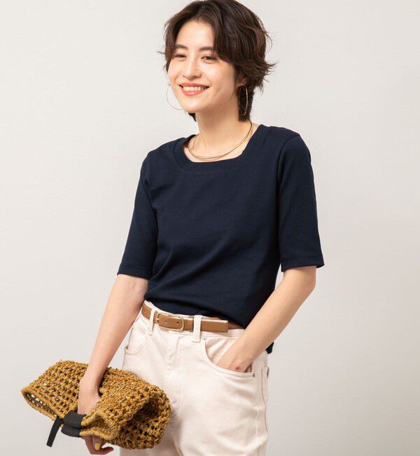 NOLLEY'S「◇【WEB限定】コンパクトベアテレコスクエア5分袖プルオーバーカットソー」|Tシャツ・カットソー|