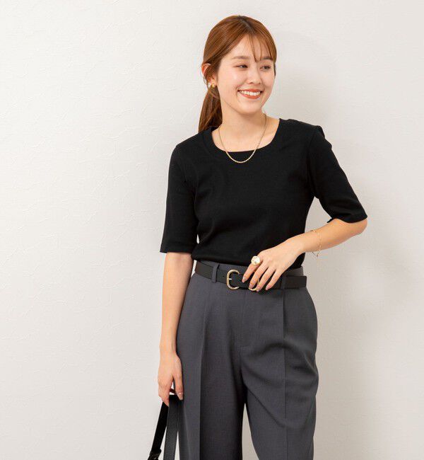 NOLLEY'S「◇【WEB限定】コンパクトベアテレコスクエア5分袖プルオーバーカットソー」|Tシャツ・カットソー|