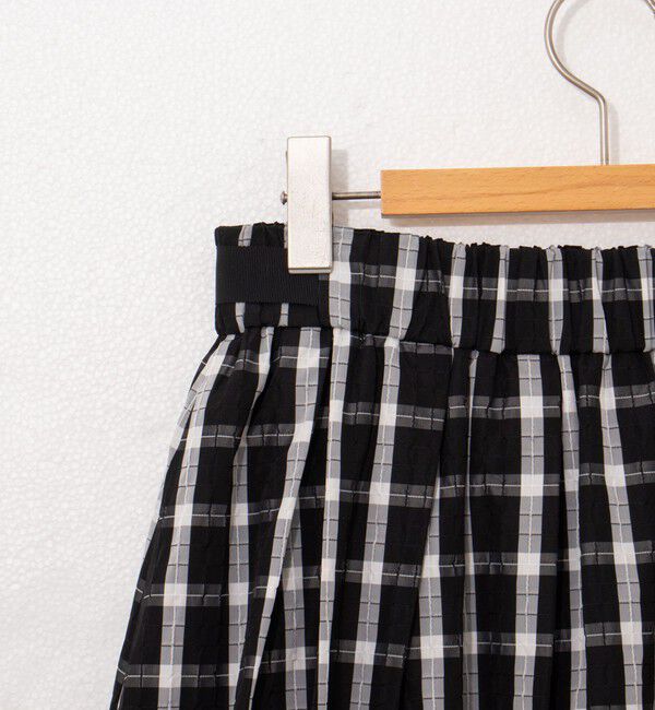 NOLLEY'S「ウォッシャブルチェックタフタロングスカート」|フレア|
