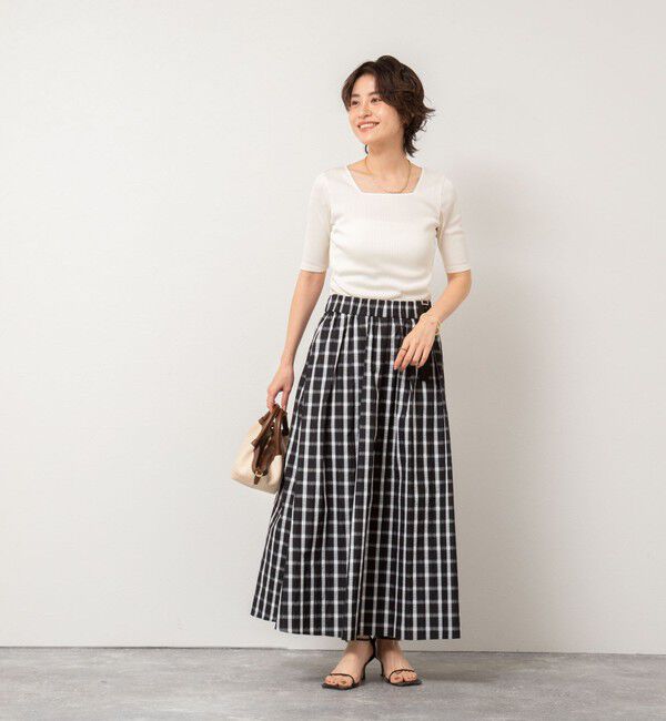 NOLLEY'S「ウォッシャブルチェックタフタロングスカート」|フレア|