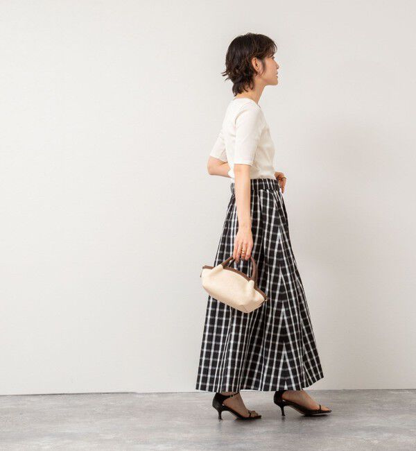 NOLLEY'S「ウォッシャブルチェックタフタロングスカート」|フレア|