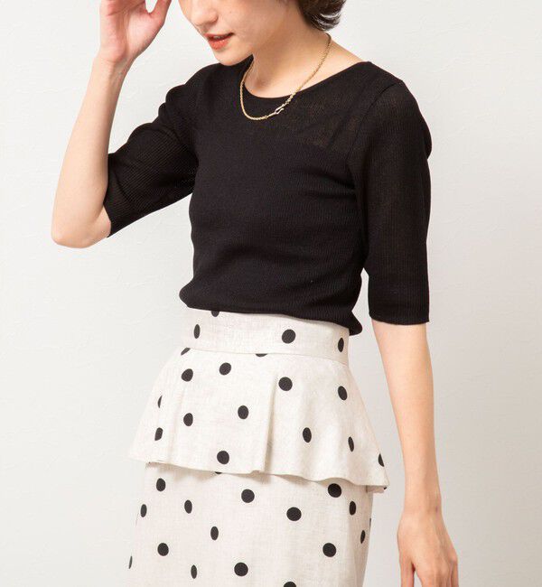 NOLLEY'S「《手洗い可能》ベーシック半袖ニット」|ニット・セーター|ブラック