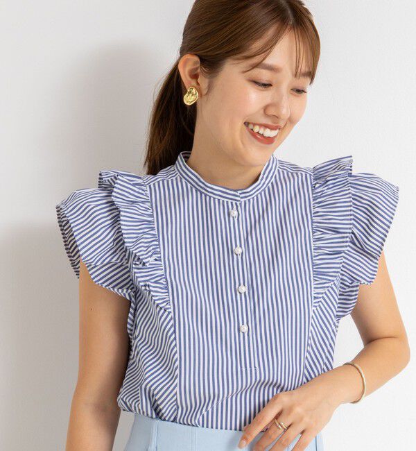 NOLLEY'S「袖フリルパール釦ブラウス」|シャツ・ブラウス|