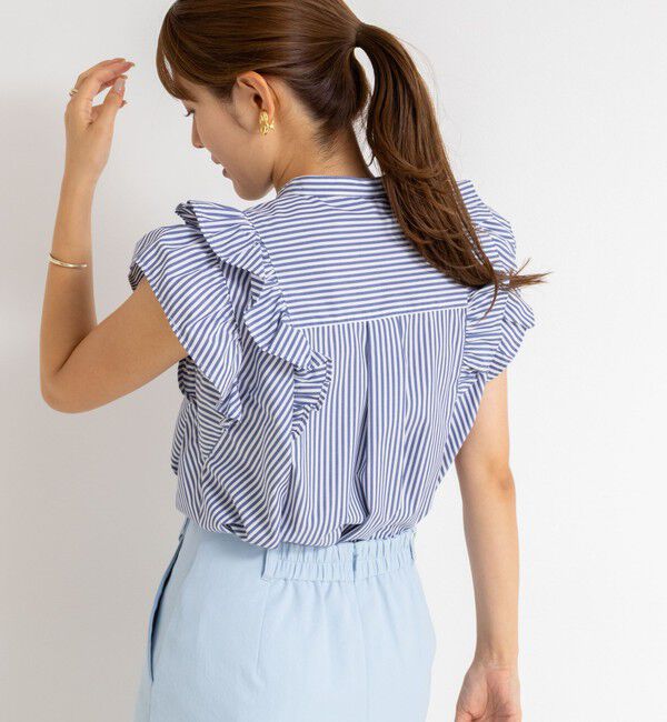 NOLLEY'S「袖フリルパール釦ブラウス」|シャツ・ブラウス|