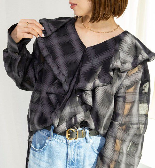 NOLLEY'S「ウォッシャブルラッフルカラーブラウス」|シャツ・ブラウス|