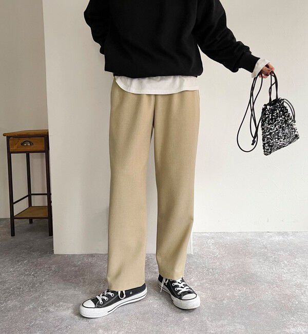 fredy emue「ウールライクスラブクロステーパードパンツ」|チノ|イエロー