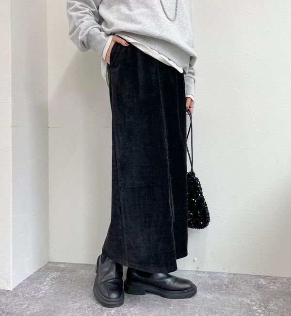 fredy emue「クラッシュベロアナロースカート」|タイト|