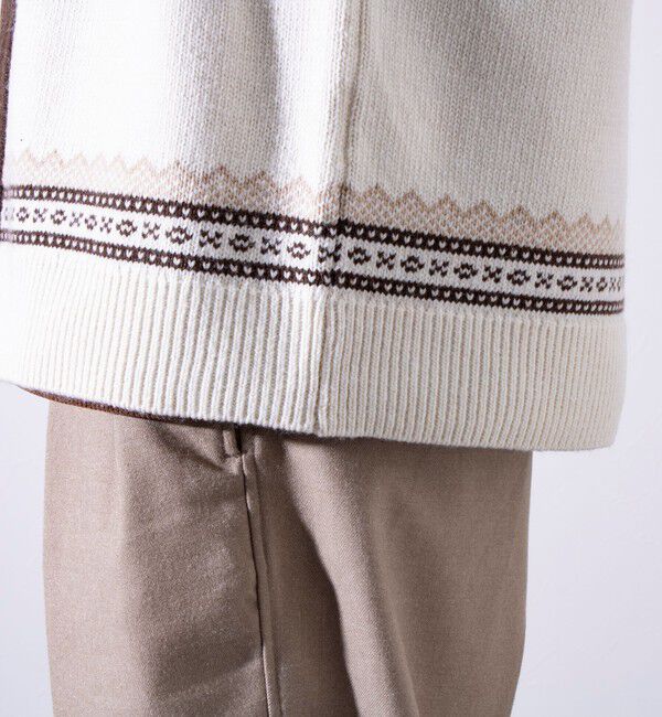 GLOSTER「【GLOSTER/グロスター】フェアアイル柄 エスニック ジップカーディガン ユニセックス」|カーディガン|