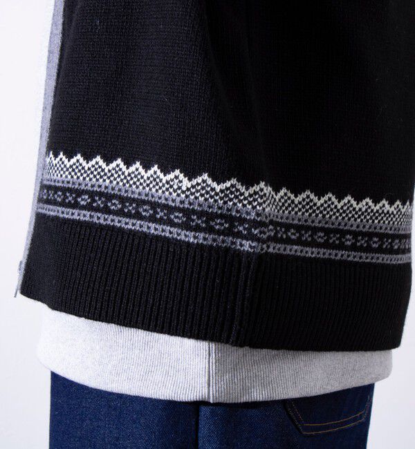 GLOSTER「【GLOSTER/グロスター】フェアアイル柄 エスニック ジップカーディガン ユニセックス」|カーディガン|