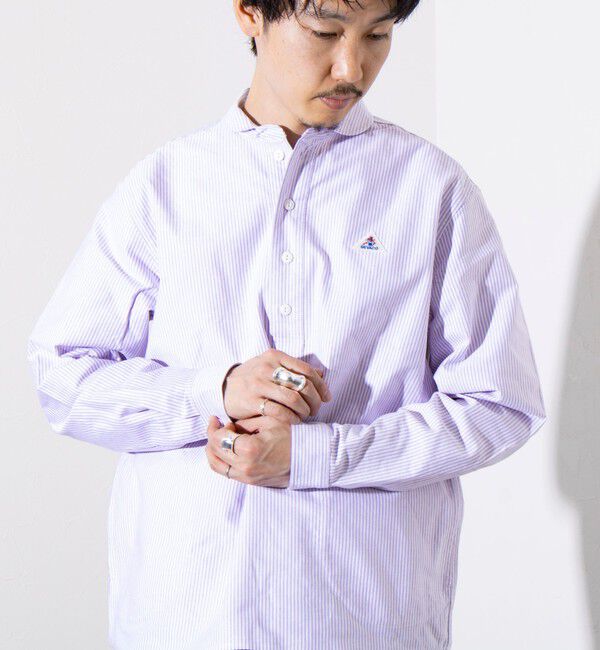 GLOSTER「【GEVACO/ゲバコ】オックスオーバーショールカラー長袖シャツ（無地/ストライプ/ギンガム）」|シャツ・ブラウス|パープル系その他