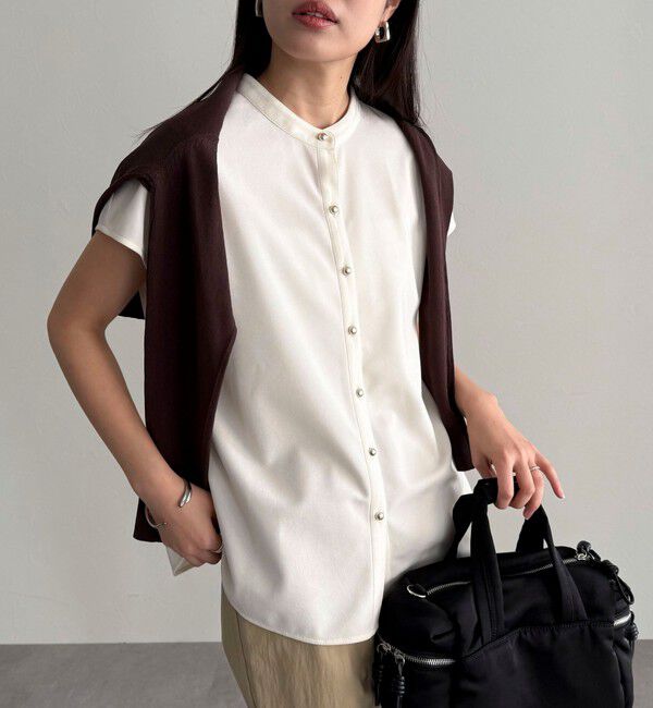 fredy emue「《セットアップ対応》ジョーゼットフレンチスリーブブラウス」|シャツ・ブラウス|