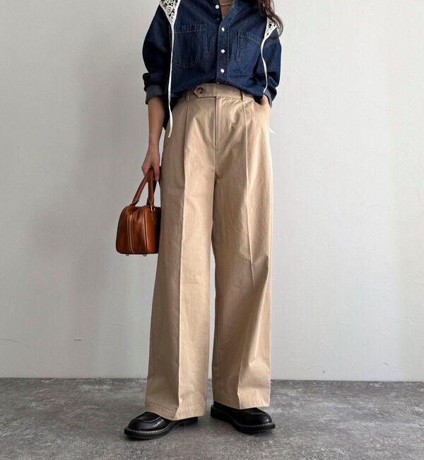fredy emue「【低身長サイズ34有り】チノタックパンツ」|チノ|