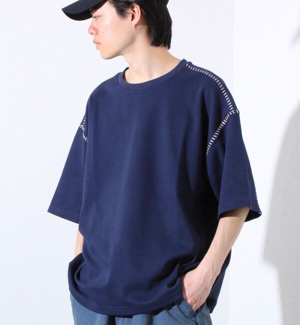 GLOSTER「【GLOSTER/グロスター】ラダー配色ステッチ クルーネック半袖Tシャツ」|Tシャツ・カットソー|