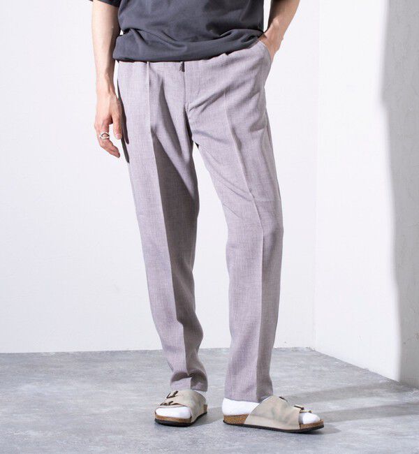 GLOSTER「【セットアップ対応】【GLOSTER/グロスター】リネンライクキャンバス イージーパンツ」|チノ|ライトグレー