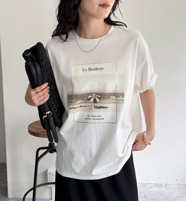 fredy emue「シルケットBEACH PHOTO Tシャツ」|Tシャツ・カットソー|オフホワイト