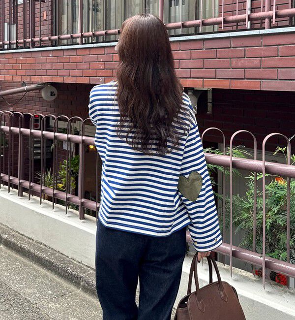 fredy emue「ボーダーハートパッチプルオーバー」|Tシャツ・カットソー|ブルー系その他