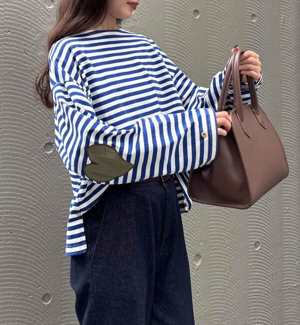 fredy emue「ボーダーハートパッチプルオーバー」|Tシャツ・カットソー|