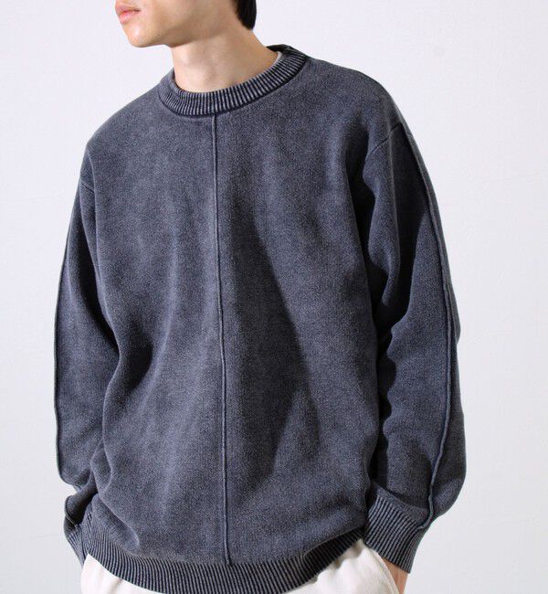 GLOSTER「【縫製が魅せる主役ディテール】表リンキングクルーニット アシッド加工」|ニット・セーター|