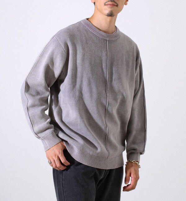 GLOSTER「【縫製が魅せる主役ディテール】表リンキングクルーニット アシッド加工」|ニット・セーター|