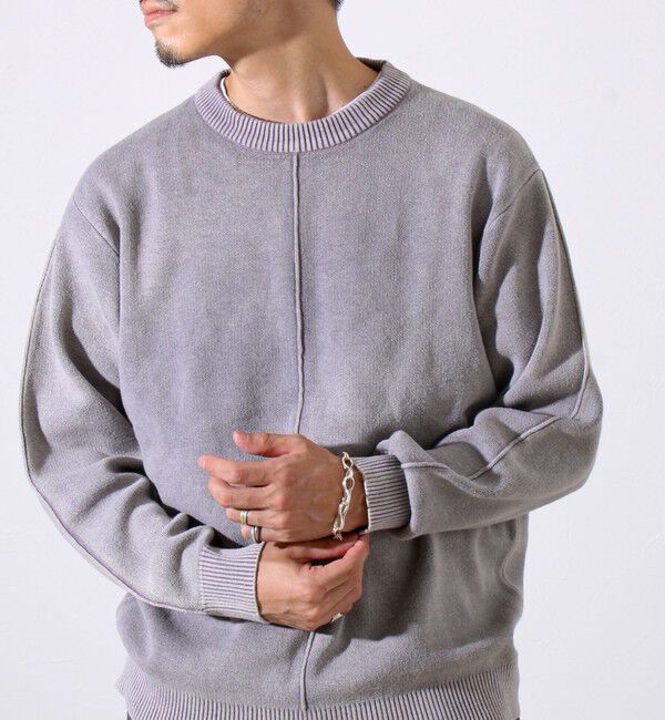 GLOSTER「【縫製が魅せる主役ディテール】表リンキングクルーニット アシッド加工」|ニット・セーター|