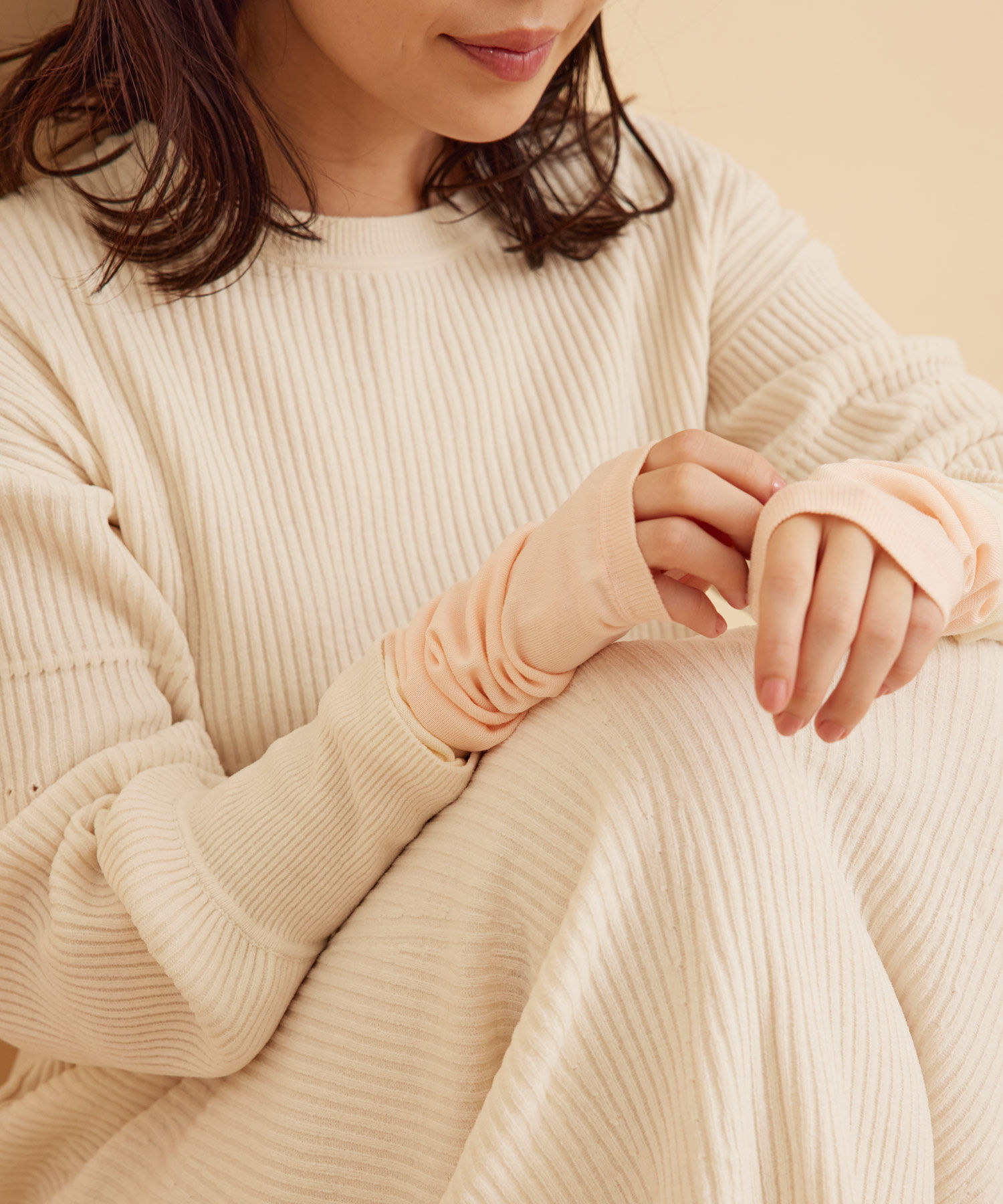 SALON adam et rope'「【SALON adam et rope'オリジナル】warmth マルチウォーマー」|手袋|ピンク系(65)