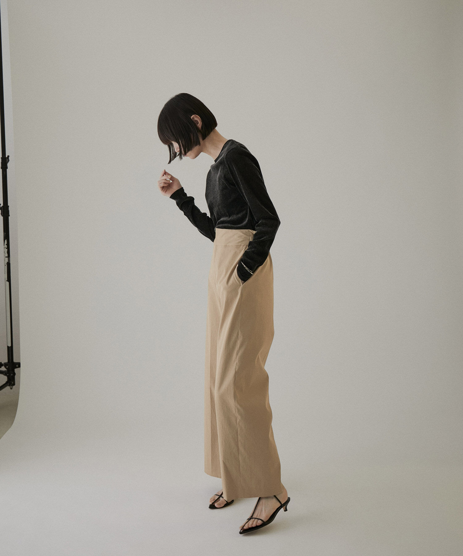 SALON adam et rope'「コットンライクスタイルアップワイドパンツ2【洗える】[XS～Mサイズ展開]」|その他|