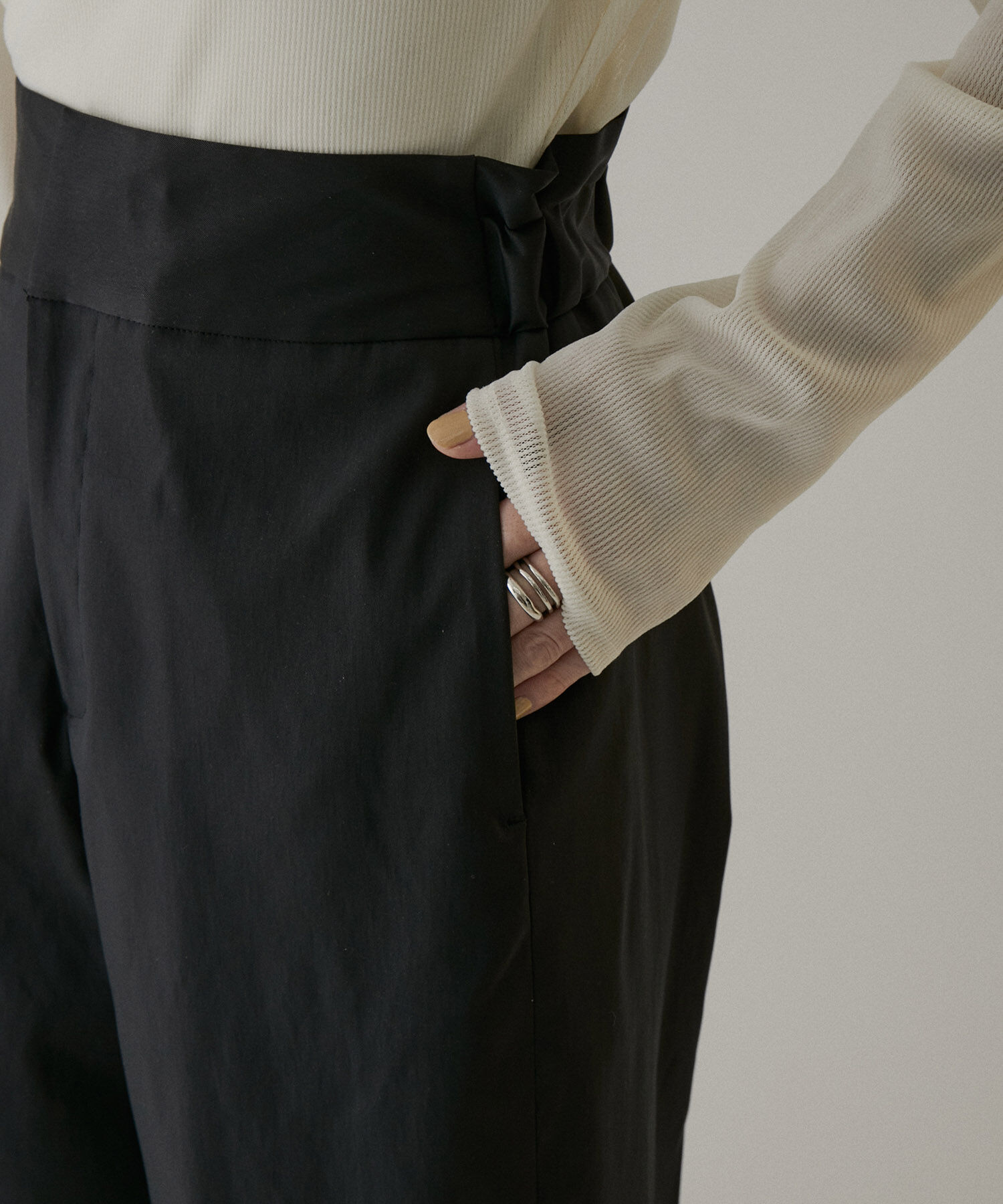 SALON adam et rope'「コットンライクスタイルアップワイドパンツ2【洗える】[XS～Mサイズ展開]」|その他|