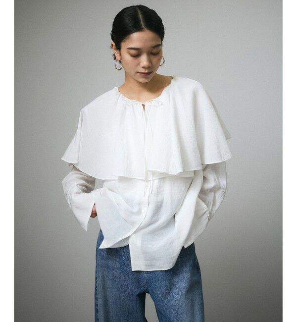 SALON adam et rope'「フロントリボンフリルカラーブラウス」|シャツ・ブラウス|