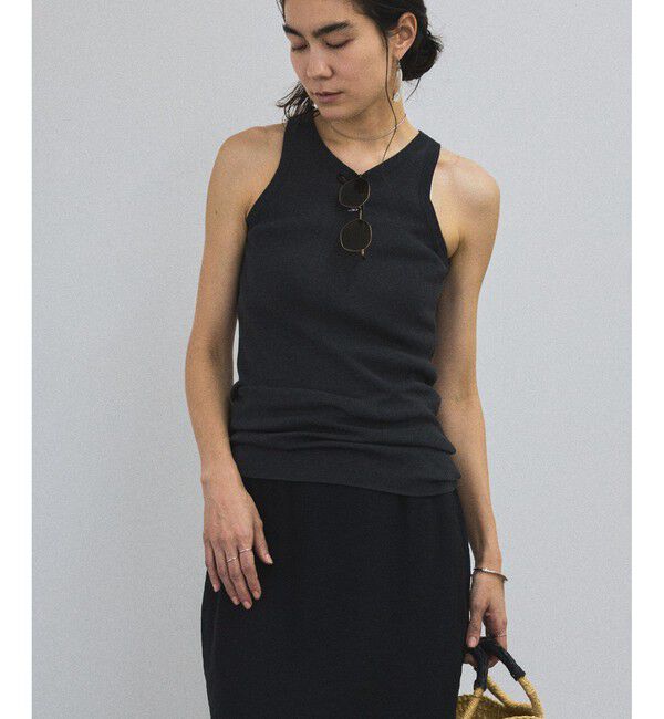 SALON adam et rope'「ハイツイストコットンアメリカンスリーブタンクトップ」|タンクトップ|チャコール(06)