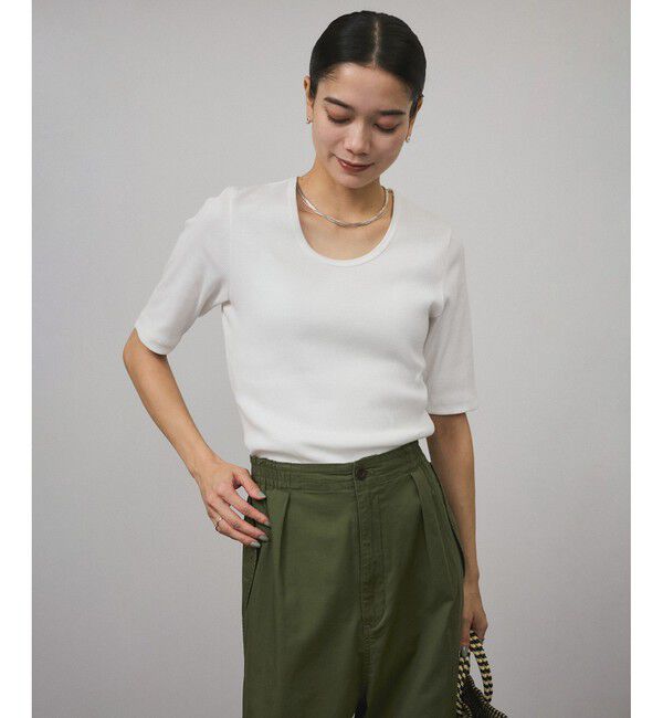 SALON adam et rope'「Primaveil ファームリーリブハーフスリーブTシャツ」|Tシャツ・カットソー|