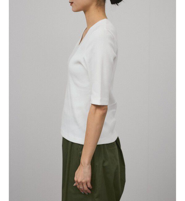 SALON adam et rope'「Primaveil ファームリーリブハーフスリーブTシャツ」|Tシャツ・カットソー|