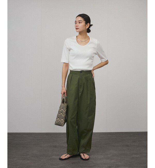 SALON adam et rope'「Primaveil ファームリーリブハーフスリーブTシャツ」|Tシャツ・カットソー|