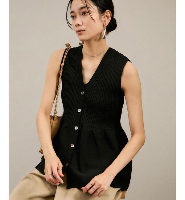 SALON adam et rope'「【WEB限定】リブフレアーペプラムプルオーバー 2［2WAY・追加］」|ニット・セーター|ブラック(01)