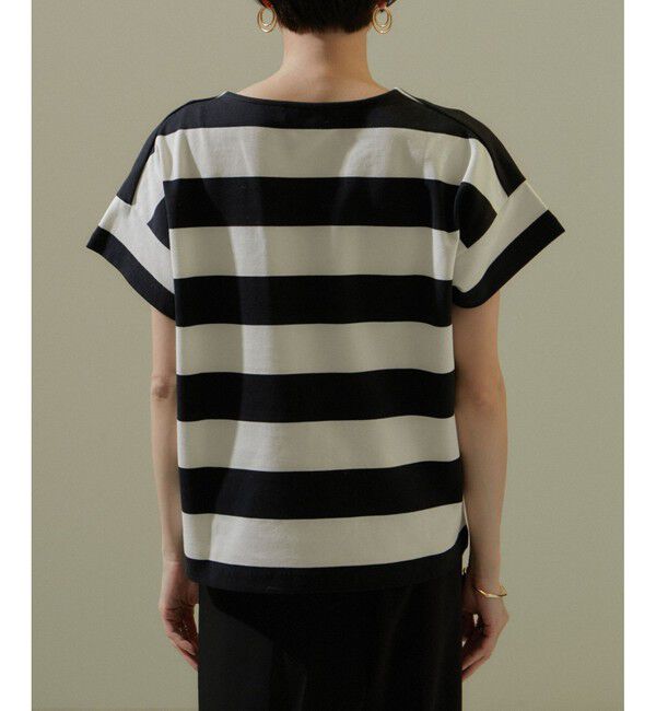 SALON adam et rope'「【WEB限定】フレンチスリーブポンチTシャツ［太ボーダー/無地］」|Tシャツ・カットソー|