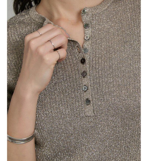 SALON adam et rope'「ブライトリブハーフスリーブプルオーバー/ラメニット［セットアップ対応］」|ニット・セーター|