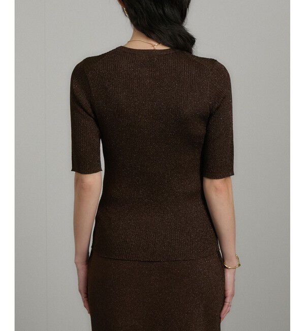 SALON adam et rope'「ブライトリブハーフスリーブプルオーバー/ラメニット［セットアップ対応］」|ニット・セーター|