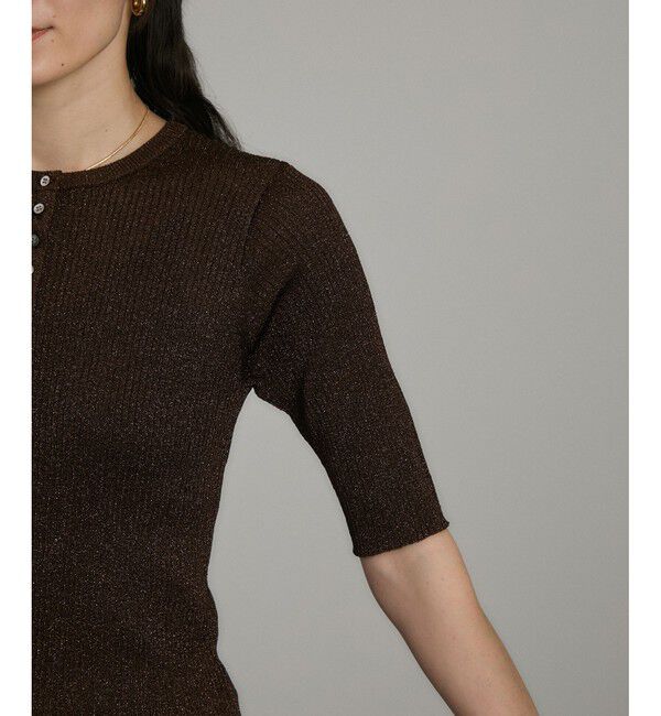 SALON adam et rope'「ブライトリブハーフスリーブプルオーバー/ラメニット［セットアップ対応］」|ニット・セーター|