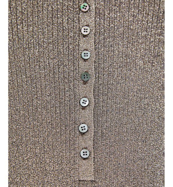 SALON adam et rope'「ブライトリブハーフスリーブプルオーバー/ラメニット［セットアップ対応］」|ニット・セーター|