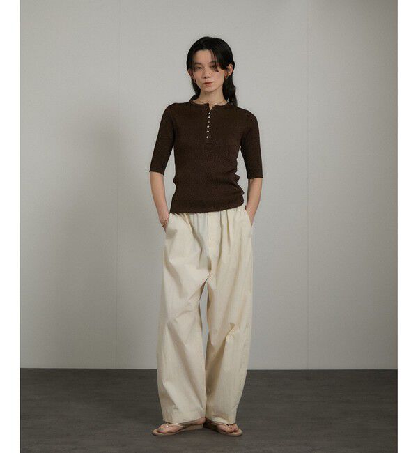 SALON adam et rope'「ブライトリブハーフスリーブプルオーバー/ラメニット［セットアップ対応］」|ニット・セーター|