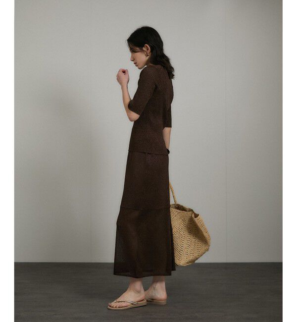 SALON adam et rope'「ブライトリブハーフスリーブプルオーバー/ラメニット［セットアップ対応］」|ニット・セーター|