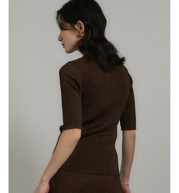 SALON adam et rope'「ブライトリブハーフスリーブプルオーバー/ラメニット［セットアップ対応］」|ニット・セーター|