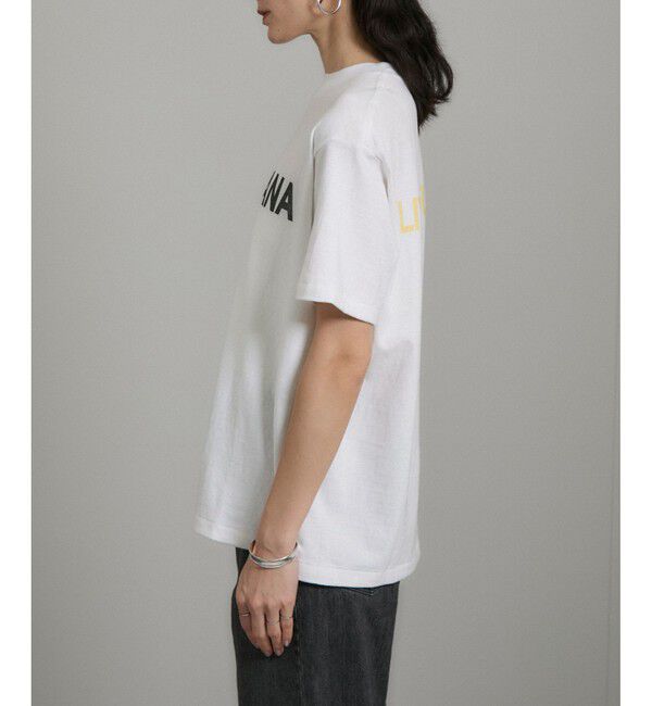 SALON adam et rope'「【Americana（アメリカーナ）】ラフィー丸胴 ロゴプリントTシャツ / レタリングTシャツ」|Tシャツ・カットソー|