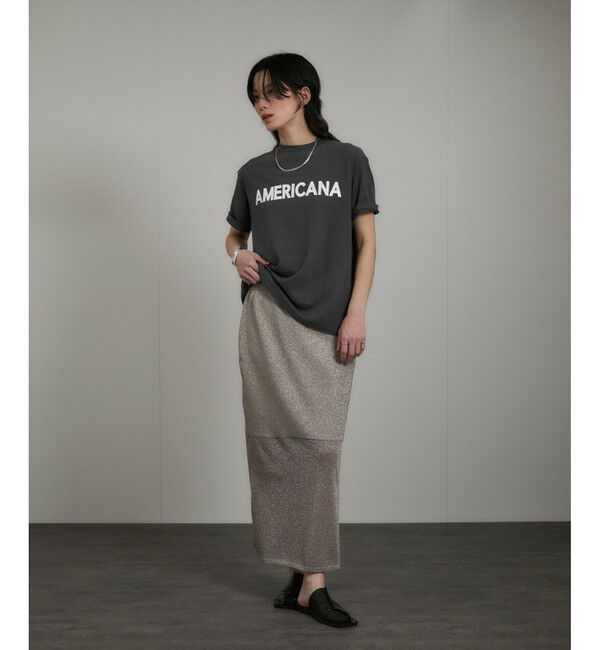 SALON adam et rope'「【Americana（アメリカーナ）】ラフィー丸胴 ロゴプリントTシャツ / レタリングTシャツ」|Tシャツ・カットソー|