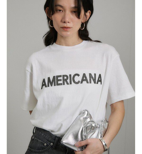 SALON adam et rope'「【Americana（アメリカーナ）】ラフィー丸胴 ロゴプリントTシャツ / レタリングTシャツ」|Tシャツ・カットソー|ホワイト系(11)