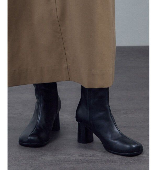 SALON adam et rope'「【WEB限定】レザースクエアトゥヒールショートブーツ」|ロングブーツ|ブラック(01)